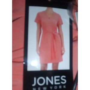 Jones New York Sheath Dress Women's XL Orange   V-Neck Short Sleeve